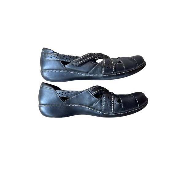 Clarks Bendables Brown Leather Comfort Mary Jane Flats Women's Size 9W Walking - Picture 9 of 10